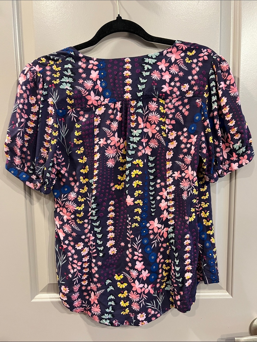 Meadow Rue by Anthropologie Eldoret Floral Wrap Top Short Sleeve Blouse 4 - Picture 7 of 11